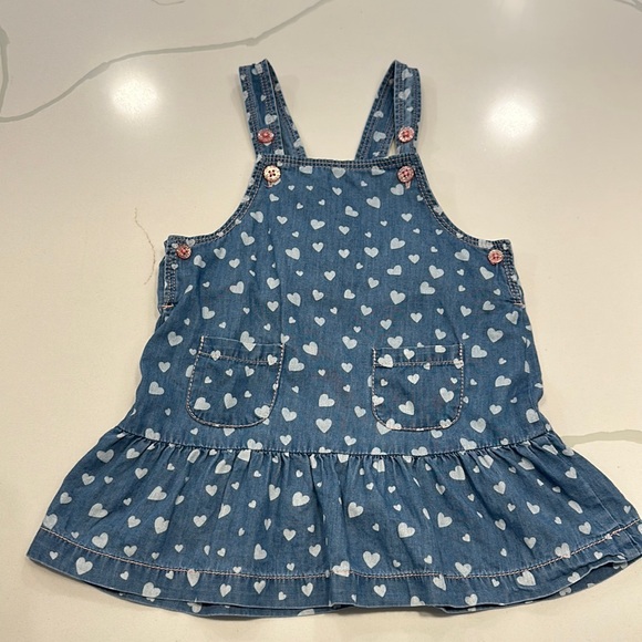 Hatley baby heart cluster denim dress blue white hearts size 18-24 months 💙🤍🩷 - Picture 3 of 9
